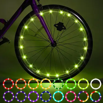 Светодиодные фонари на колесах велосипеда - Комплект из 2 фонарей для шин - Подходящие велосипедные фонари на колесах с батарейным питанием, с выключателем и дистанционным управлением