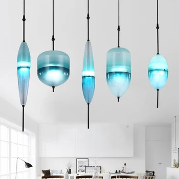 Синяя хроматография Итальянская дизайнерская лампа подвесной светильник Озеро Венеция Синий градиент Простой мирный подвесной светильник из чистого стекла