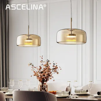 Современные светодиодные роскошные подвесные лампы из янтарного стекла, креативная люстра для обеденного стола, украшение гостиной, освещение кафе-бара