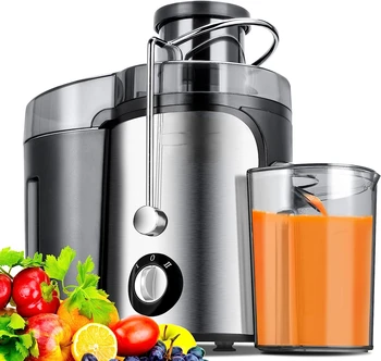 Соковыжималка мощностью 600 Вт, 3 скорости, с 3-дюймовым загрузочным желобом, Соковыжималка для целых фруктов и овощей, Можно мыть в посудомоечной машине, Блендер с добавлением BPA-Fr