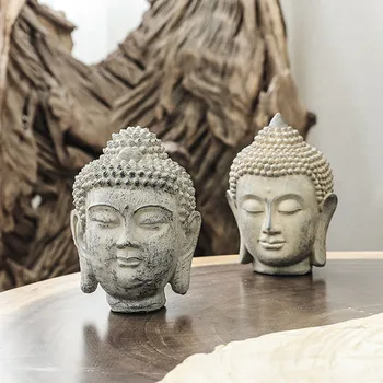 Статуя дзен-Будды в китайском стиле, голова Будды, украшение гостиной, украшение магазина, украшение веры, изделия из смолы, домашний свет на крыльце, роскошь