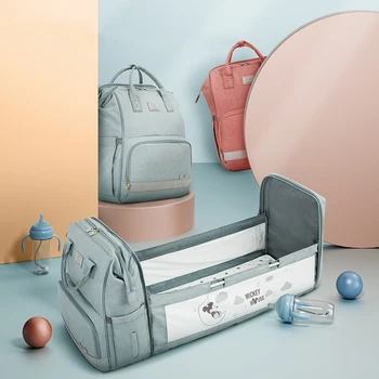 Сумка для мамы Disney, Вместительная сумка для подгузников, Рюкзак для мамы и беременных, Многофункциональная Складная сумка для кровати, Водонепроницаемый рюкзак для путешествий