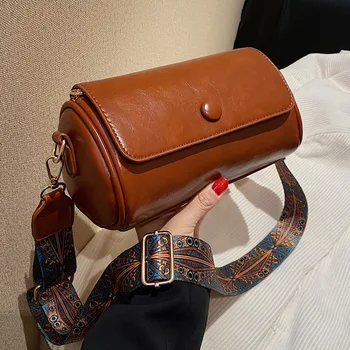 Сумки в стиле ретро для женщин2023высокое качество, роскошная модная универсальная широкополосная сумка через плечо, популярная сумка-цилиндр, сумочка