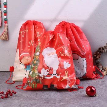 Сумки на шнурках Санта-Клауса, Детские сувениры, рюкзак из нетканой ткани, принадлежности для Дня рождения и вечеринок, дорожная упаковка для хранения