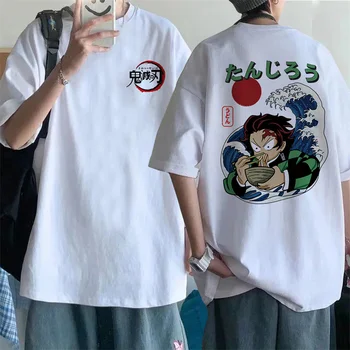 Футболка с японским аниме Demon Slayer 2023, мужская повседневная футболка Harajuku, летняя одежда большого размера с коротким рукавом, уличная одежда, футболки унисекс