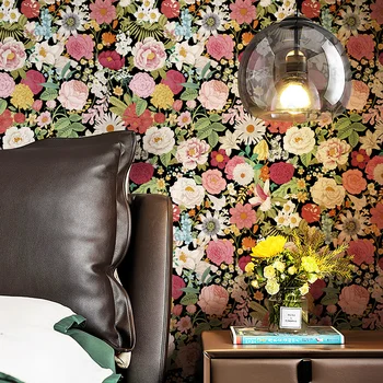 Элегантные обои с цветочным принтом, Шикарная наклейка на стену с акварельными цветочными листьями, Рулон роскошных обоев для домашнего декора
